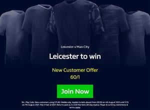 FA Community Shield - Get 60/1 for Leicester to beat Man City